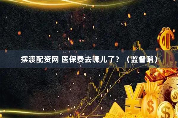 摆渡配资网 医保费去哪儿了？（监督哨）